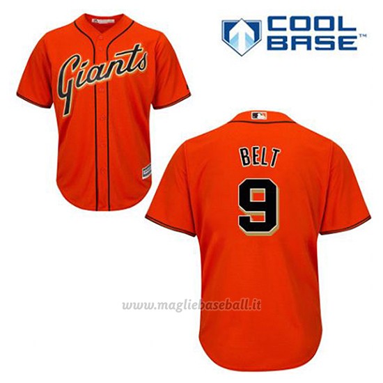 Maglia Baseball Uomo San Francisco Giants Brandon Belt 9 Arancione Alterner Cool Base